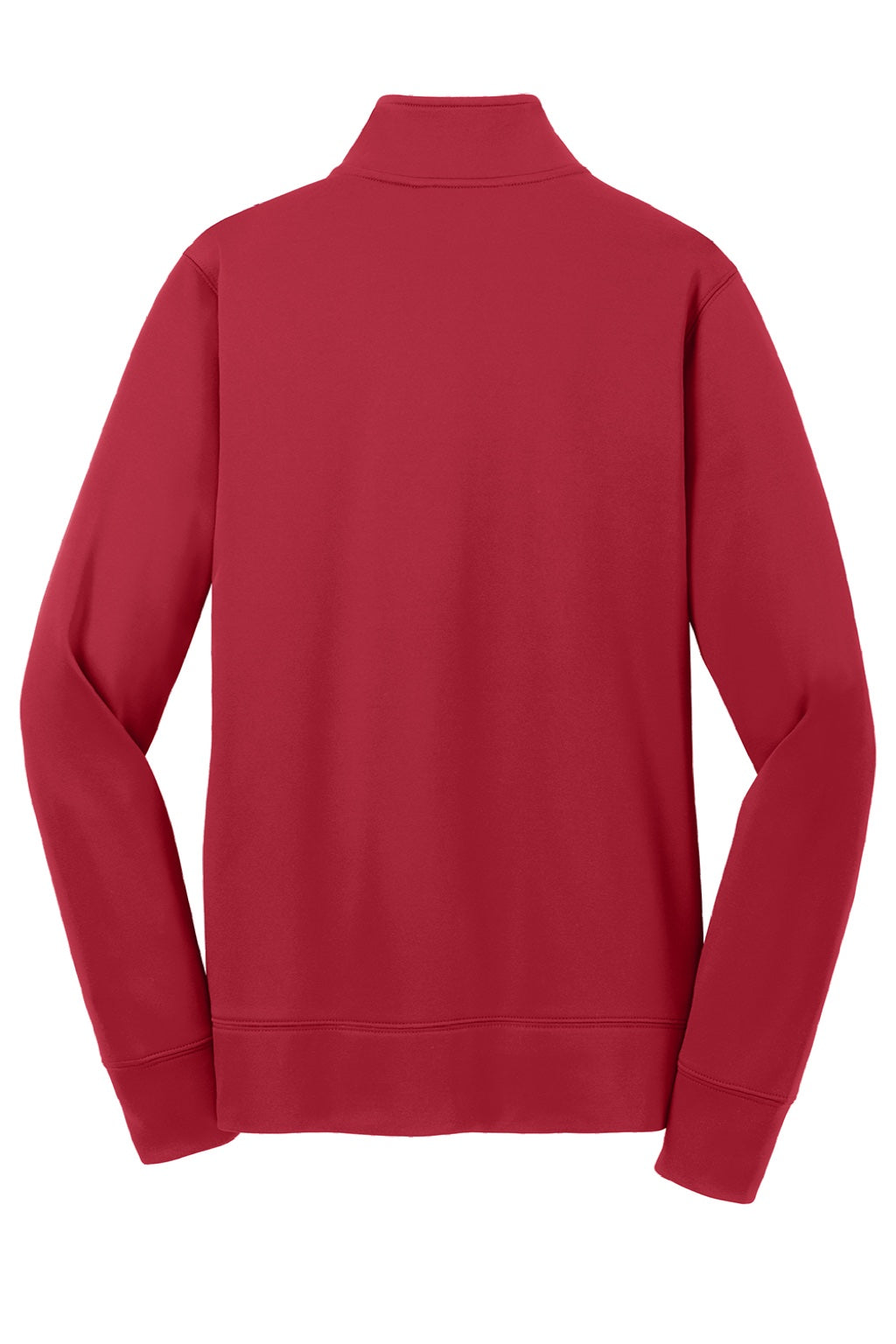 Sport-Tek LST241 Womens Sport-Wick Moisture Wicking Fleece Full Zip Sweatshirt w/ Pockets Deep Red Flat Back