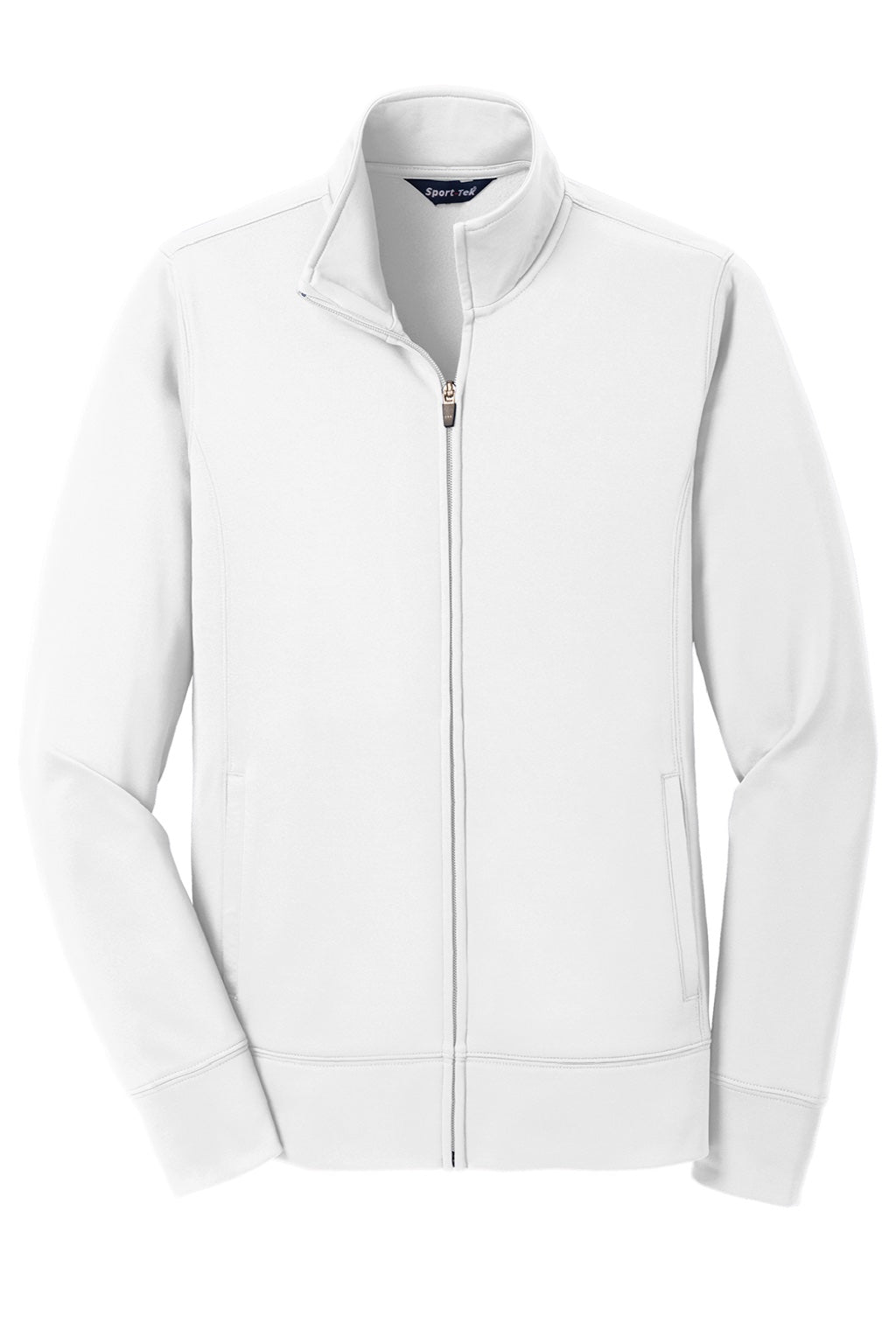 Sport-Tek LST241 Womens Sport-Wick Moisture Wicking Fleece Full Zip Sweatshirt w/ Pockets White Flat Front