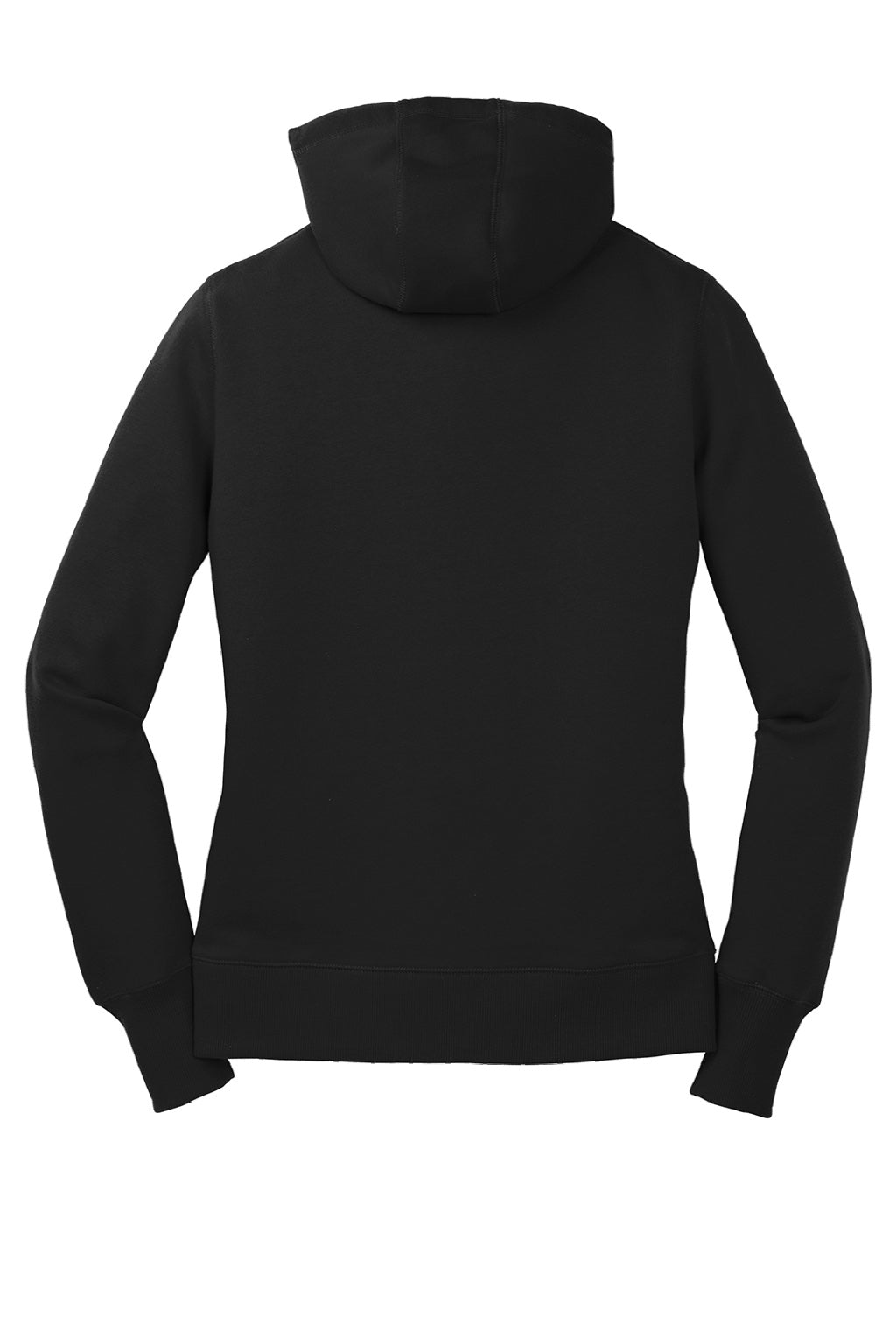 Sport-Tek LST254 Womens Shrink Resistant Fleece Hooded Sweatshirt Hoodie w/ Pouch Pocket Black Flat Back