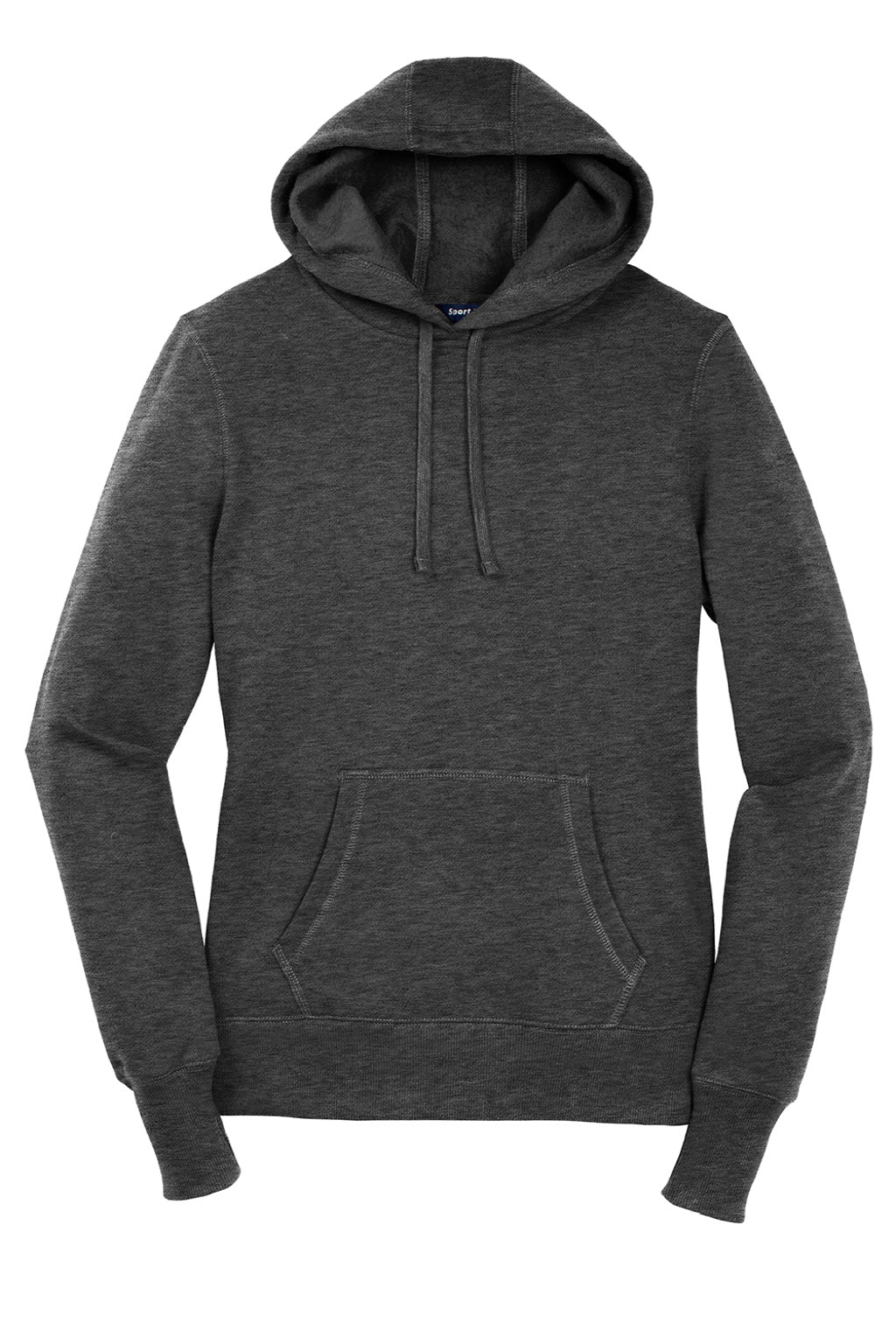 Sport-Tek LST254 Womens Shrink Resistant Fleece Hooded Sweatshirt Hoodie w/ Pouch Pocket Heather Graphite Grey Flat Front
