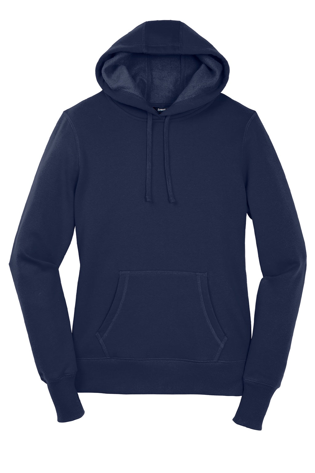 Sport-Tek LST254 Womens Shrink Resistant Fleece Hooded Sweatshirt Hoodie w/ Pouch Pocket True Navy Blue Flat Front