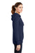 Sport-Tek LST254 Womens Shrink Resistant Fleece Hooded Sweatshirt Hoodie w/ Pouch Pocket True Navy Blue Model Side