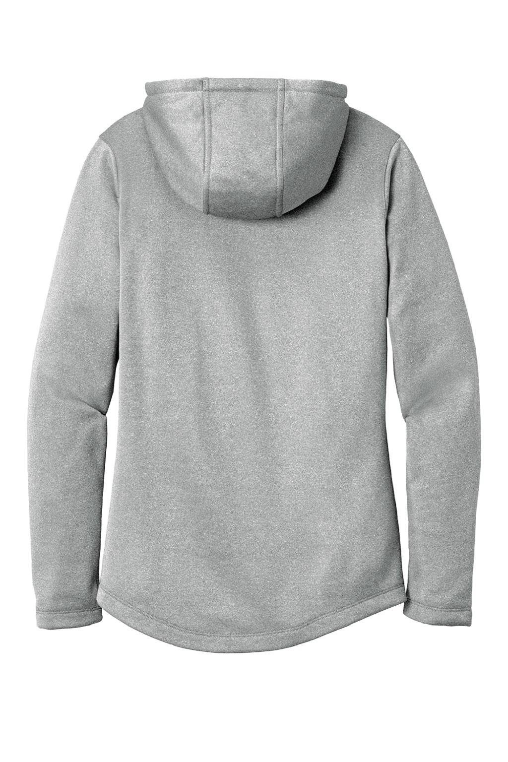 Sport-Tek LST264 Womens Heather Sport-Wick Moisture Wicking Fleece Hooded Sweatshirt Hoodie w/ Pouch Pocket Heather Dark Silver Grey Flat Back