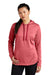 Sport-Tek LST264 Womens Heather Sport-Wick Moisture Wicking Fleece Hooded Sweatshirt Hoodie w/ Pouch Pocket Heather Deep Red Model Front