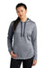 Sport-Tek LST264 Womens Heather Sport-Wick Moisture Wicking Fleece Hooded Sweatshirt Hoodie w/ Pouch Pocket Heather True Navy Blue Model Front