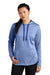 Sport-Tek LST264 Womens Heather Sport-Wick Moisture Wicking Fleece Hooded Sweatshirt Hoodie w/ Pouch Pocket Heather True Royal Blue Model Front