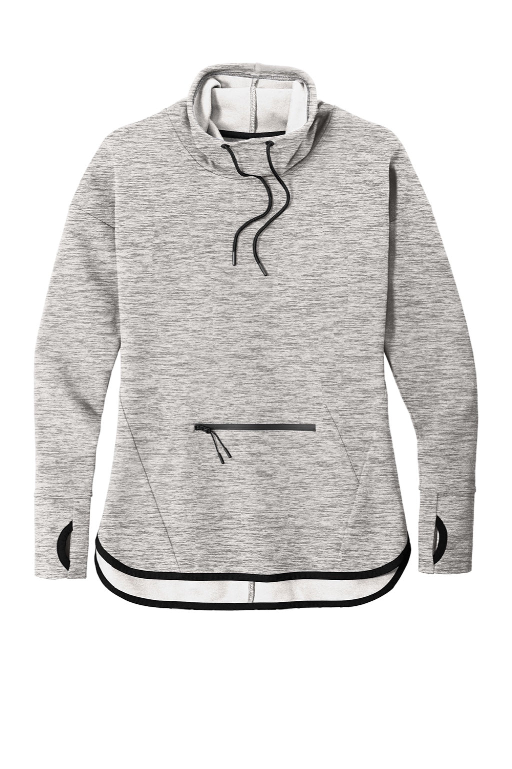 Sport-Tek LST280 Womens Triumph Fleece Cowl Neck Sweatshirt w/ Pocket Heather Grey Flat Front