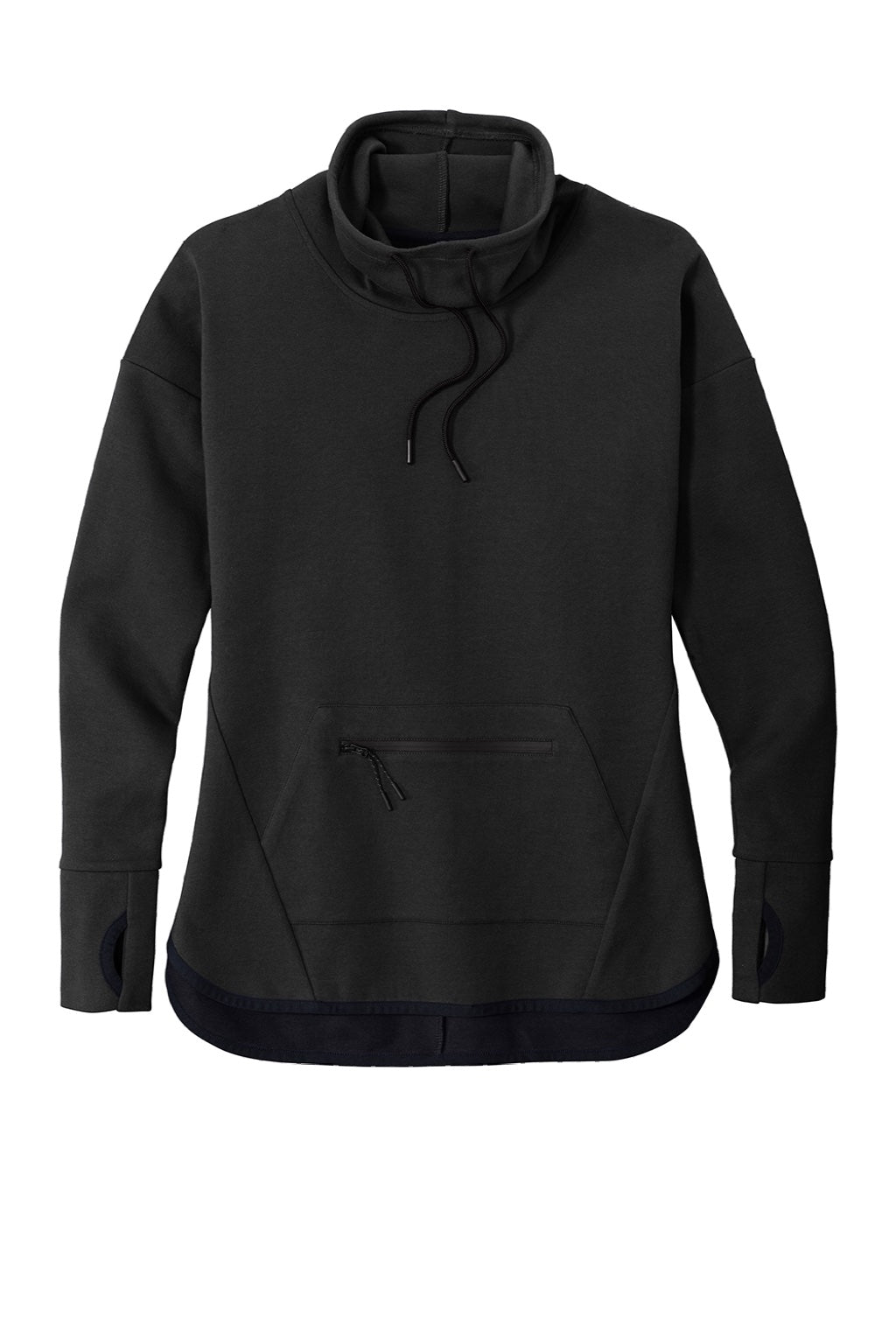 Sport-Tek LST280 Womens Triumph Fleece Cowl Neck Sweatshirt w/ Pocket Black Flat Front
