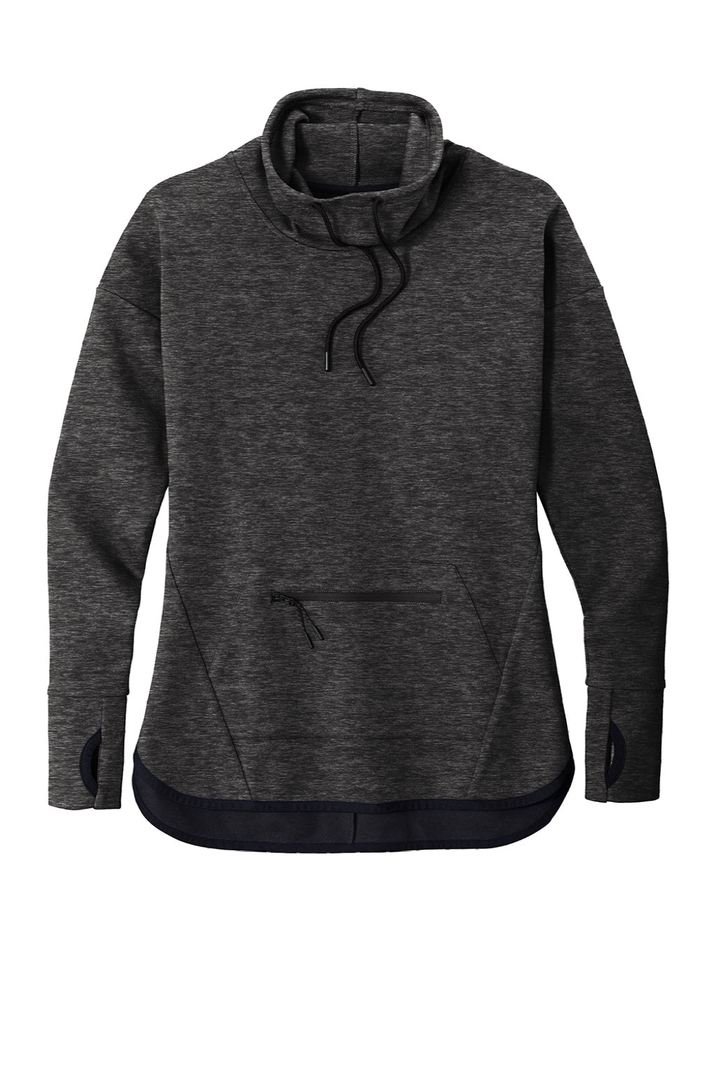 Sport-Tek LST280 Womens Triumph Fleece Cowl Neck Sweatshirt w/ Pocket Heather Black Flat Front