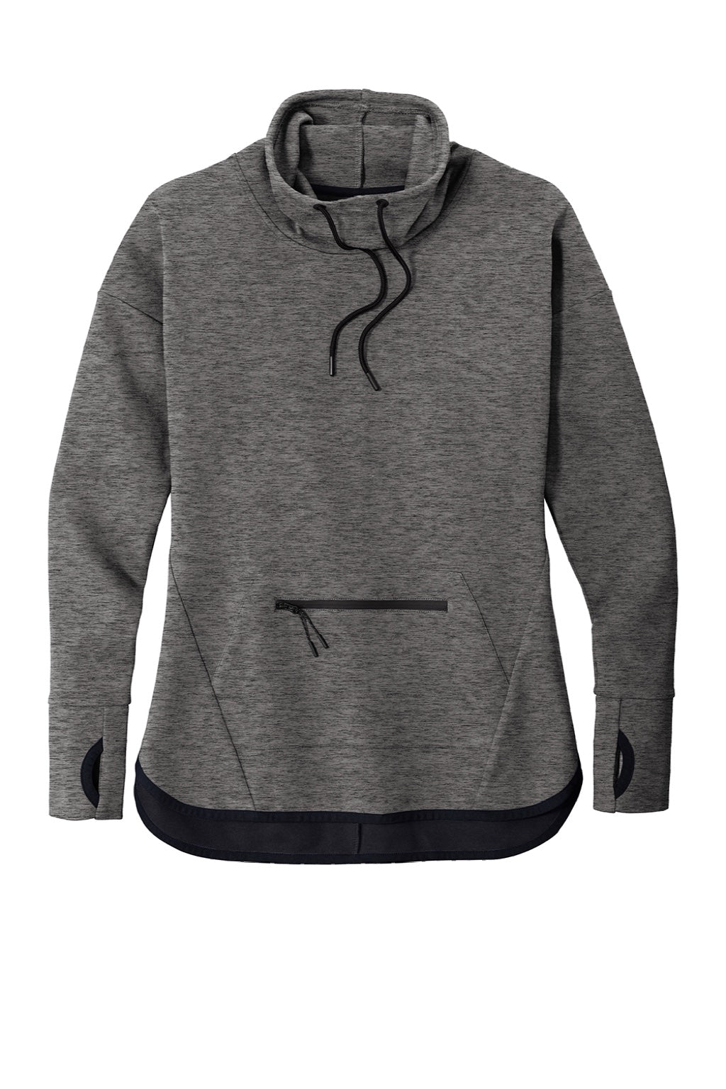 Sport-Tek LST280 Womens Triumph Fleece Cowl Neck Sweatshirt w/ Pocket Heather Dark Grey Flat Front