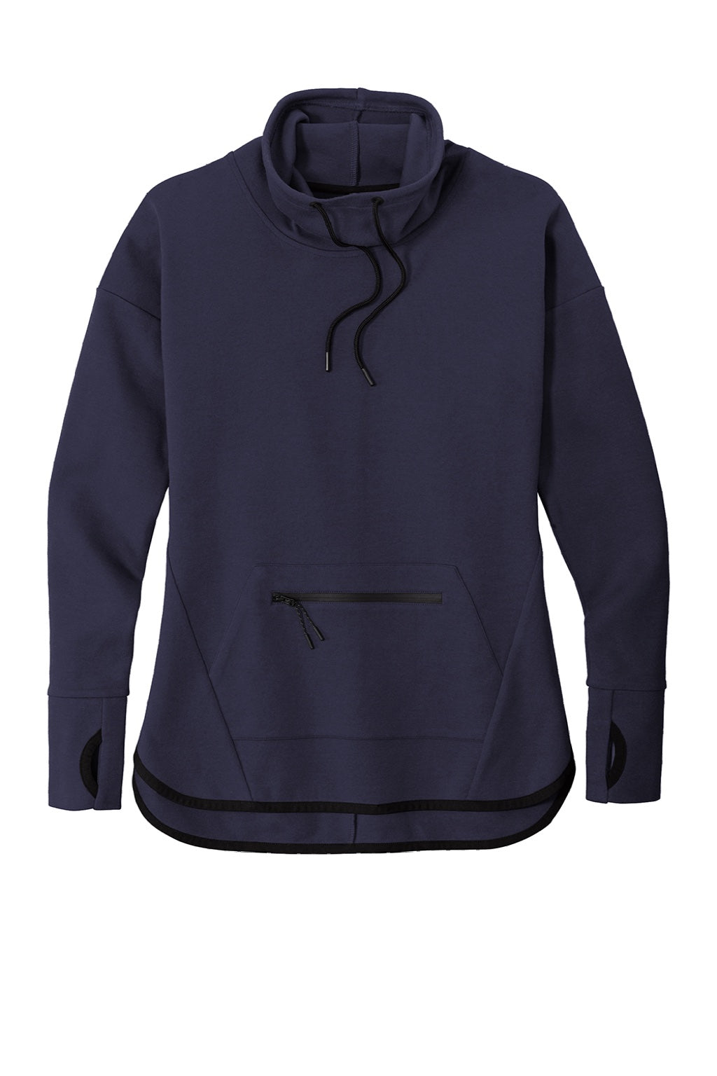 Sport-Tek LST280 Womens Triumph Fleece Cowl Neck Sweatshirt w/ Pocket Navy Blue Flat Front
