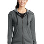 Sport-Tek Womens Moisture Wicking Fleece Full Zip Hooded Sweatshirt Hoodie w/ Pockets - Heather Dark Grey