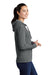 Sport-Tek LST293 Womens Moisture Wicking Fleece Full Zip Hooded Sweatshirt Hoodie w/ Pockets Heather Dark Grey Model Side