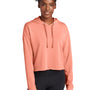 Sport-Tek Womens Moisture Wicking Fleece Crop Hooded Sweatshirt Hoodie - Heather Soft Coral - Closeout