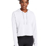 Sport-Tek Womens Moisture Wicking Fleece Crop Hooded Sweatshirt Hoodie - White - Closeout