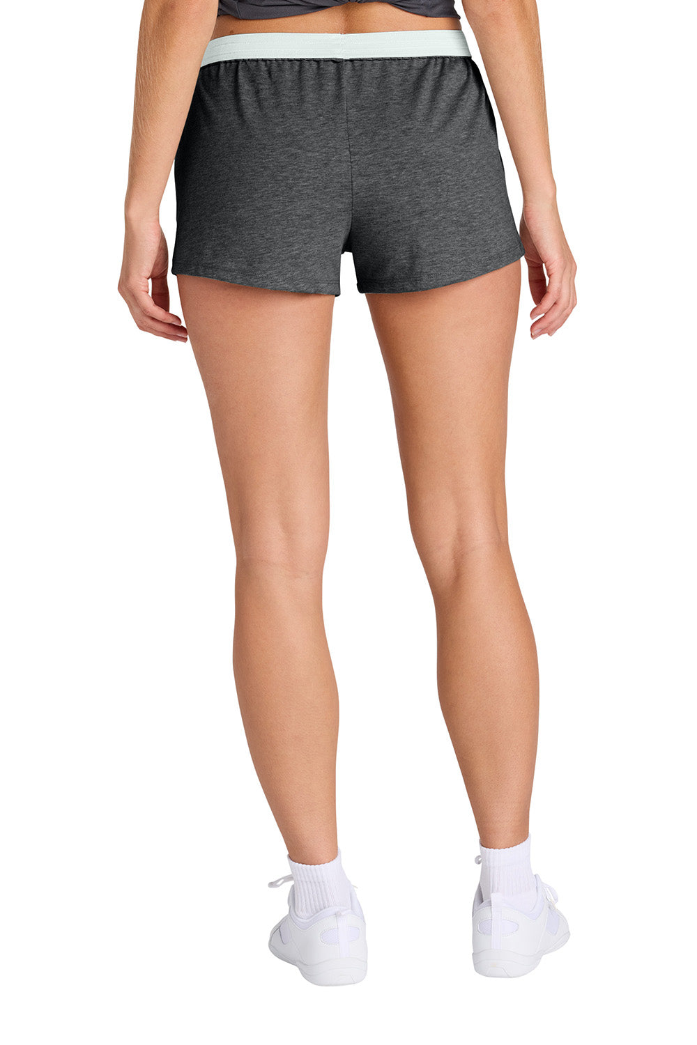 Sport-Tek LST311 Womens Jersey Knit Squad Shorts Heather Dark Grey Model Back