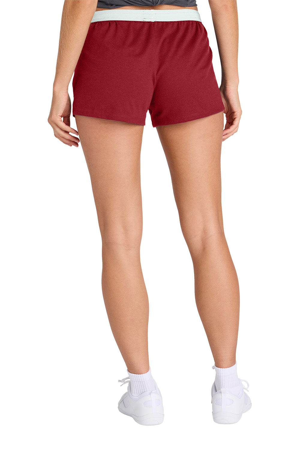 Sport-Tek LST311 Womens Jersey Knit Squad Shorts Deep Red Model Back