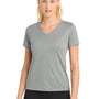 Sport-Tek Womens RacerMesh Moisture Wicking Short Sleeve V-Neck T-Shirt - Heather Grey