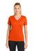 Sport-Tek LST340 Womens RacerMesh Moisture Wicking Short Sleeve V-Neck T-Shirt Neon Orange Model Front