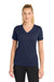 Sport-Tek LST340 Womens RacerMesh Moisture Wicking Short Sleeve V-Neck T-Shirt True Navy Blue Model Front