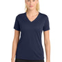 Sport-Tek Womens RacerMesh Moisture Wicking Short Sleeve V-Neck T-Shirt - True Navy Blue