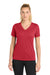 Sport-Tek LST340 Womens RacerMesh Moisture Wicking Short Sleeve V-Neck T-Shirt True Red Model Front