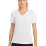 Sport-Tek Womens RacerMesh Moisture Wicking Short Sleeve V-Neck T-Shirt - White