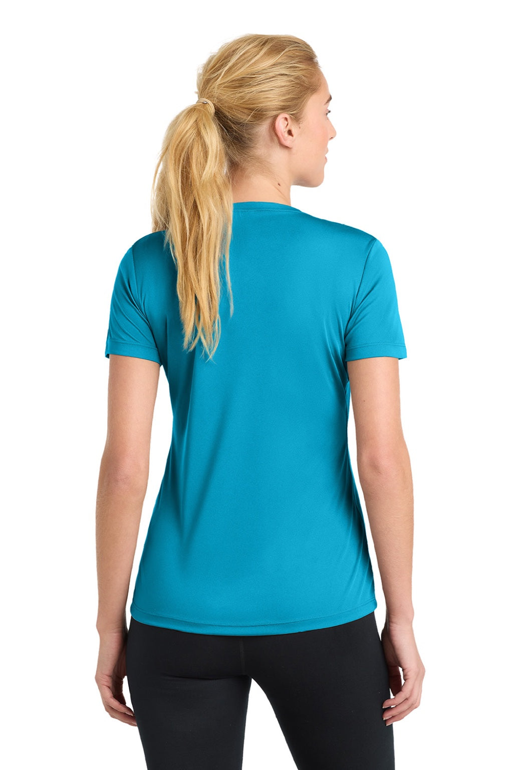 Sport-Tek LST350 Womens Competitor Moisture Wicking Short Sleeve Crewneck T-Shirt Atomic Blue Model Back