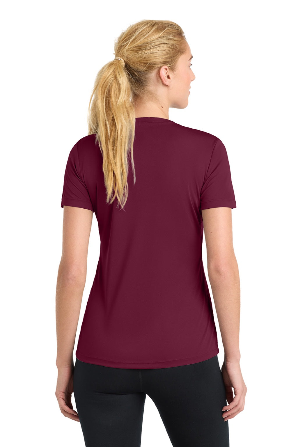 Sport-Tek LST350 Womens Competitor Moisture Wicking Short Sleeve Crewneck T-Shirt Cardinal Red Model Back