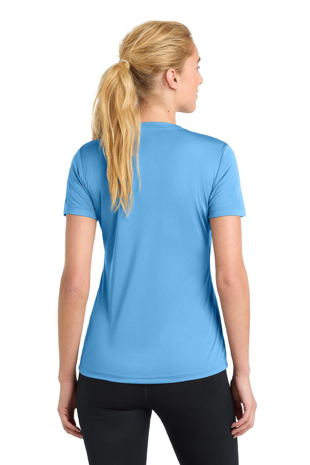 Sport-Tek LST350 Womens Competitor Moisture Wicking Short Sleeve Crewneck T-Shirt Carolina Blue Model Back