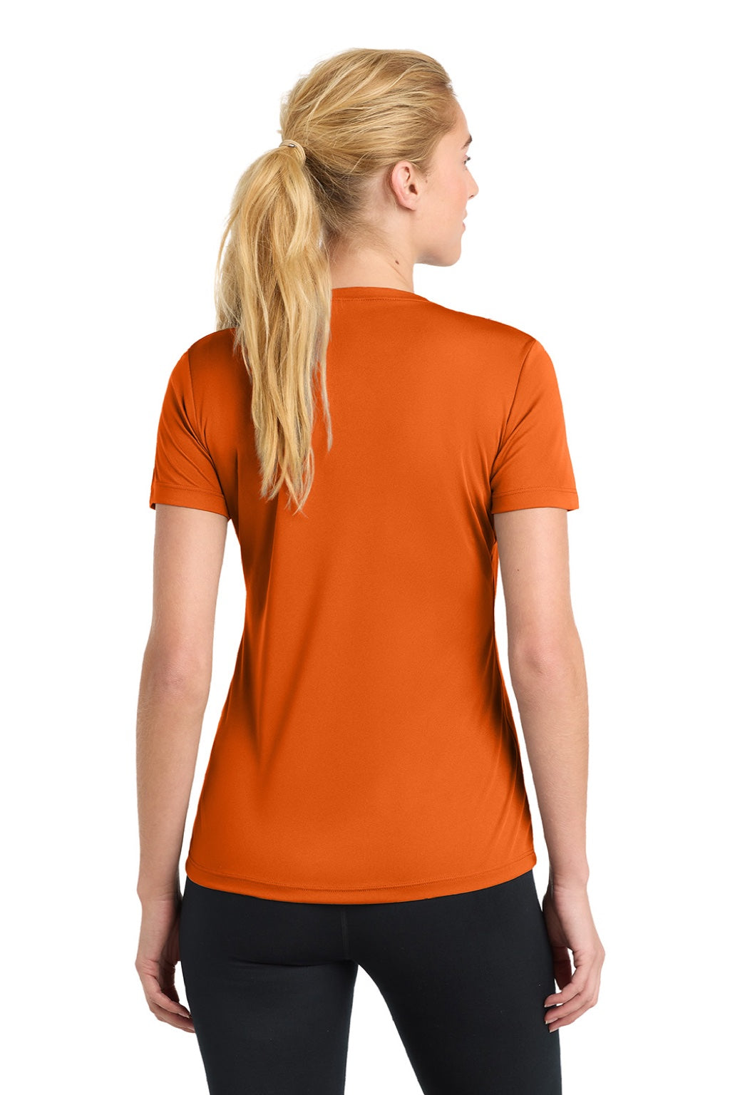 Sport-Tek LST350 Womens Competitor Moisture Wicking Short Sleeve Crewneck T-Shirt Deep Orange Model Back