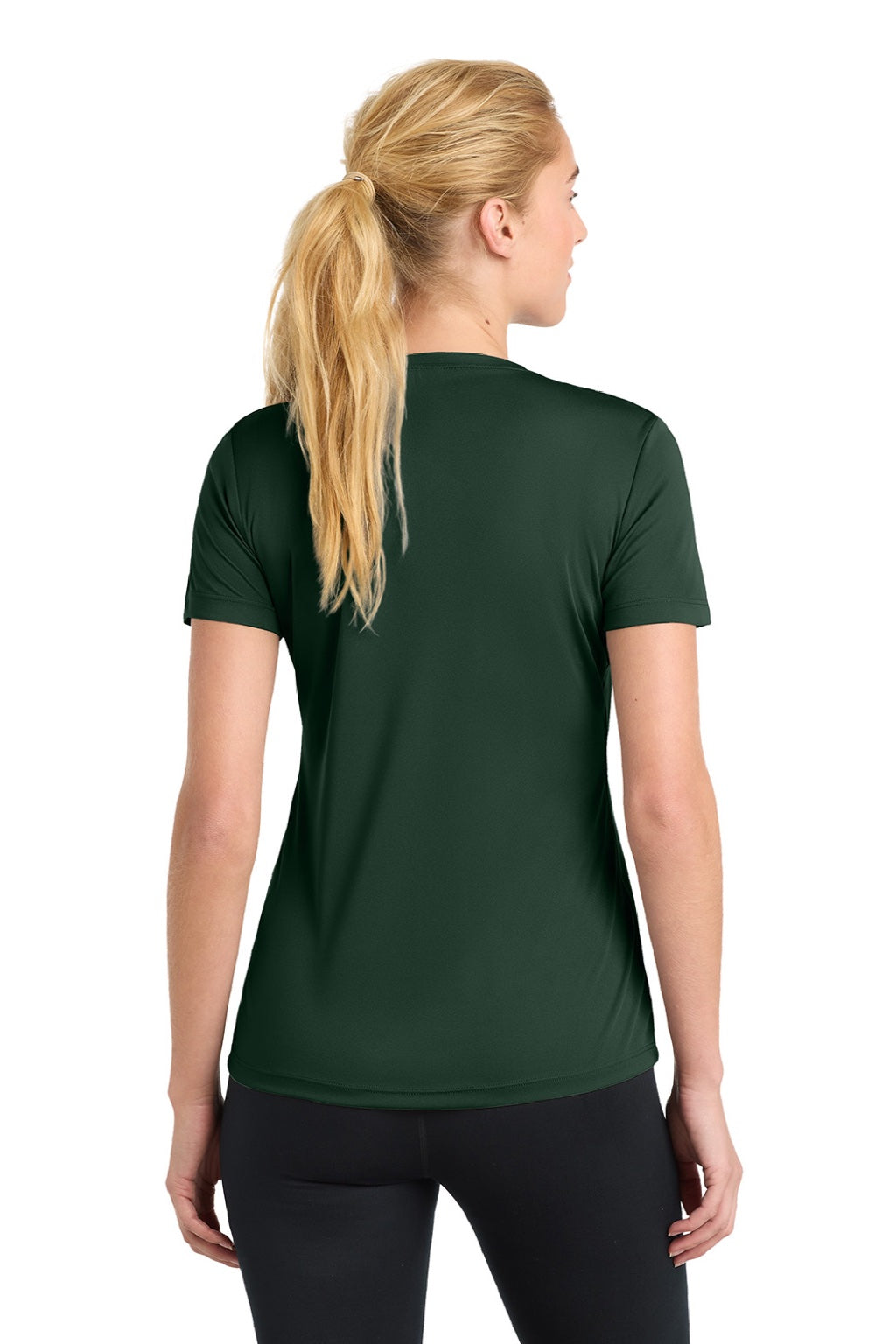 Sport-Tek LST350 Womens Competitor Moisture Wicking Short Sleeve Crewneck T-Shirt Forest Green Model Back