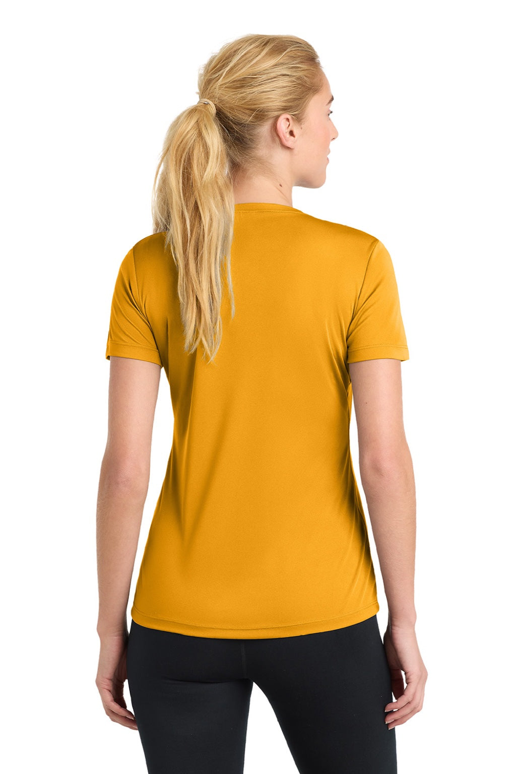 Sport-Tek LST350 Womens Competitor Moisture Wicking Short Sleeve Crewneck T-Shirt Gold Model Back