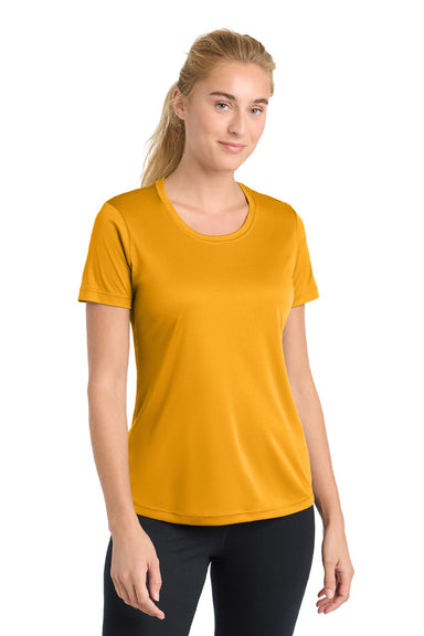 Sport-Tek LST350 Womens Competitor Moisture Wicking Short Sleeve Crewneck T-Shirt Gold Model Front