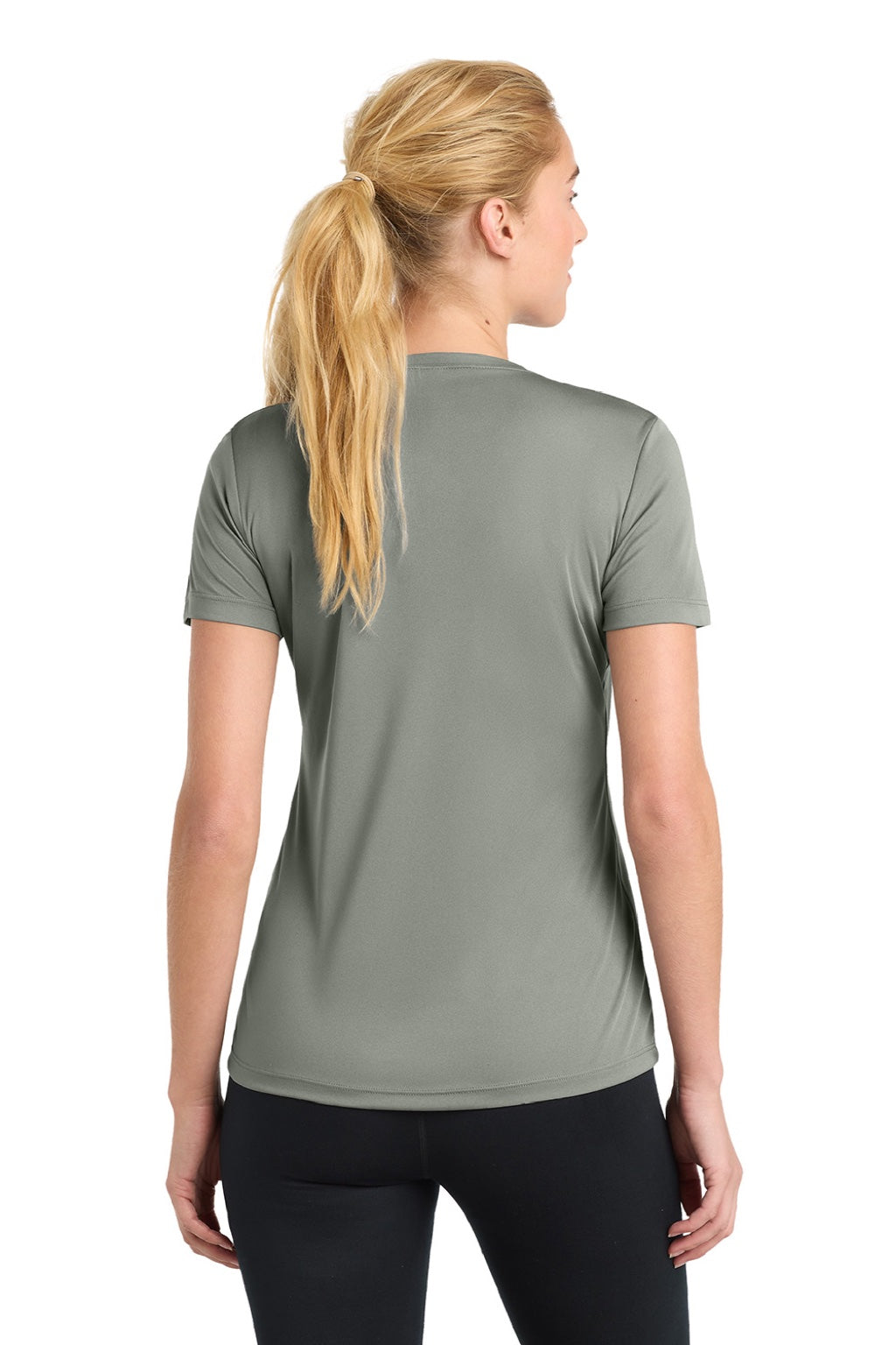 Sport-Tek LST350 Womens Competitor Moisture Wicking Short Sleeve Crewneck T-Shirt Concrete Grey Model Back