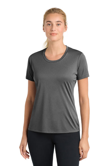 Sport-Tek LST350 Womens Competitor Moisture Wicking Short Sleeve Crewneck T-Shirt Heather Iron Grey Model Front