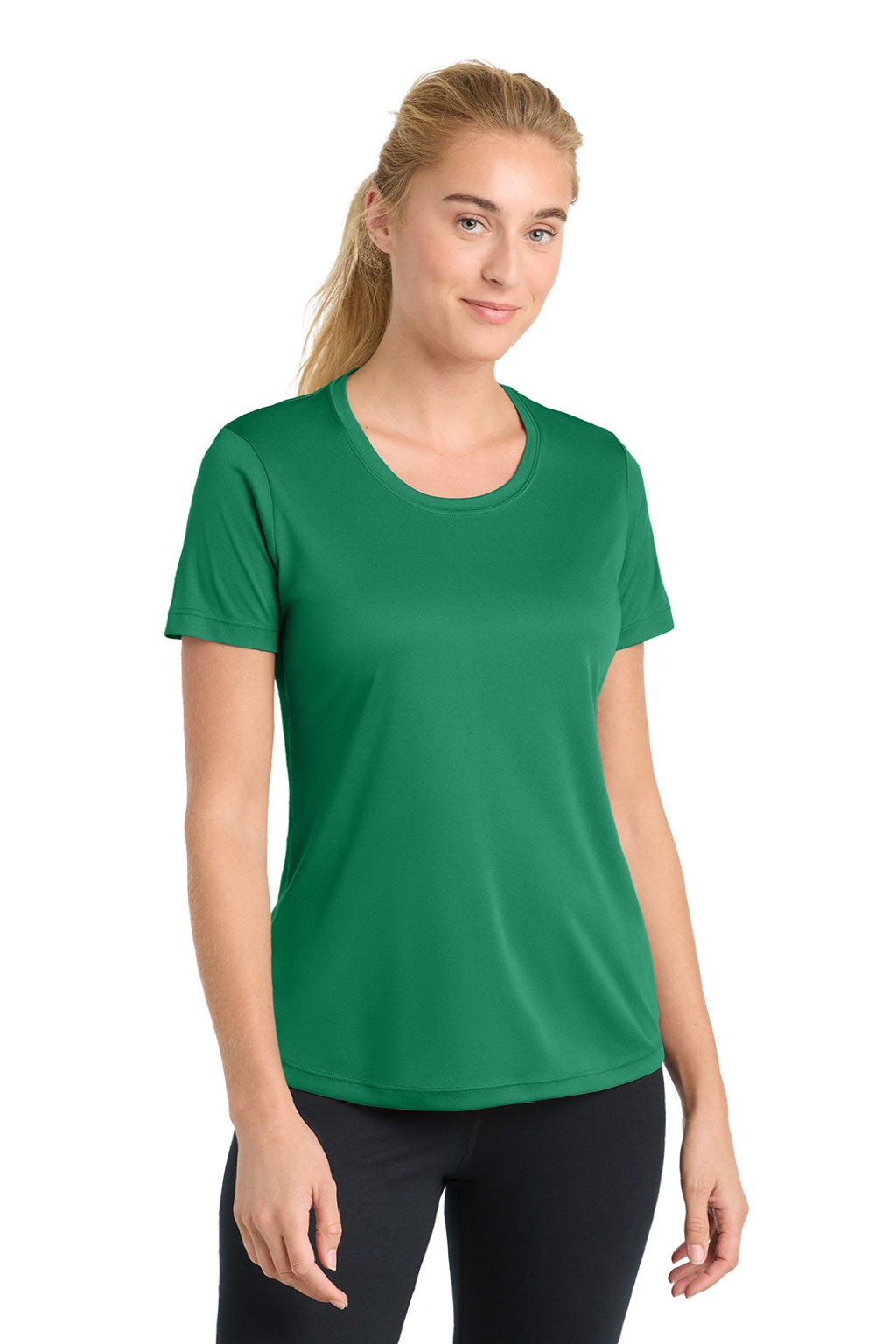 Sport-Tek LST350 Womens Competitor Moisture Wicking Short Sleeve Crewneck T-Shirt Kelly Green Model Front