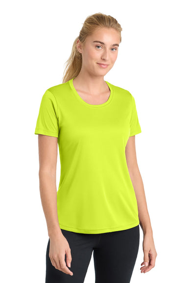 Sport-Tek LST350 Womens Competitor Moisture Wicking Short Sleeve Crewneck T-Shirt Neon Yellow Model Front