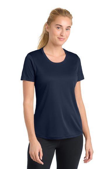 Sport-Tek LST350 Womens Competitor Moisture Wicking Short Sleeve Crewneck T-Shirt True Navy Blue Model Front