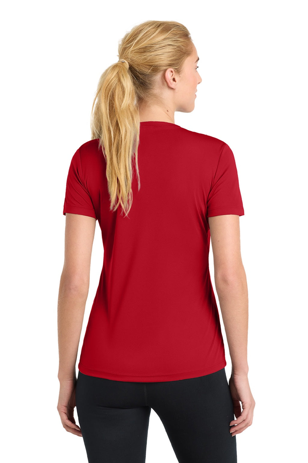 Sport-Tek LST350 Womens Competitor Moisture Wicking Short Sleeve Crewneck T-Shirt True Red Model Back