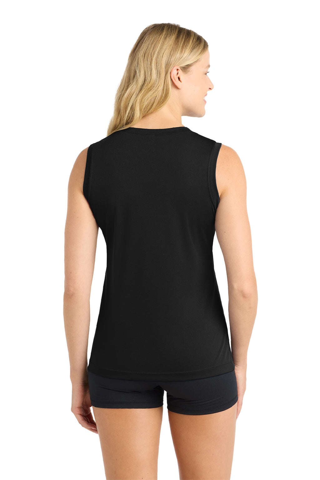 Sport-Tek LST352 Womens Competitor Moisture Wicking Tank Top Black Model Back