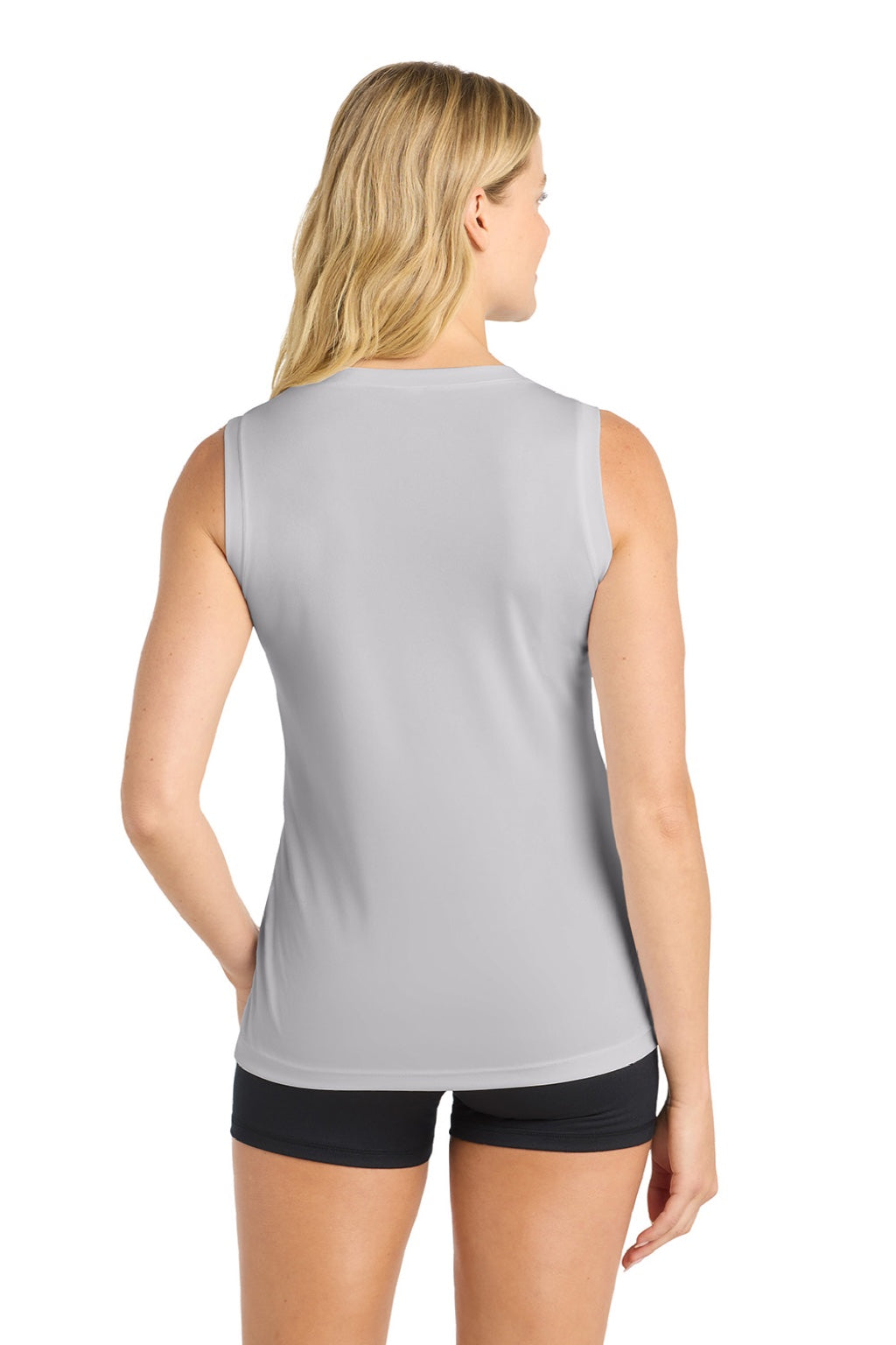 Sport-Tek LST352 Womens Competitor Moisture Wicking Tank Top Silver Grey Model Back