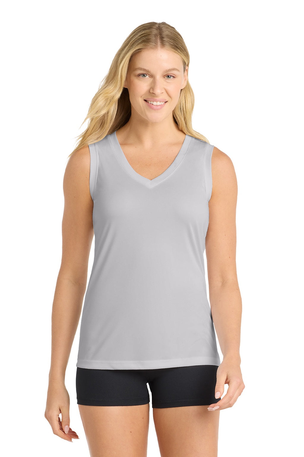 Sport-Tek LST352 Womens Competitor Moisture Wicking Tank Top Silver Grey Model Front