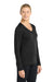 Sport-Tek LST353LS Womens Competitor Moisture Wicking Long Sleeve V-Neck T-Shirt Black Model Side