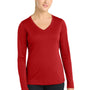 Sport-Tek Womens Competitor Moisture Wicking Long Sleeve V-Neck T-Shirt - Deep Red
