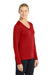 Sport-Tek LST353LS Womens Competitor Moisture Wicking Long Sleeve V-Neck T-Shirt Deep Red Model Side