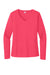 Sport-Tek LST353LS Womens Competitor Moisture Wicking Long Sleeve V-Neck T-Shirt Hot Coral Pink Flat Front