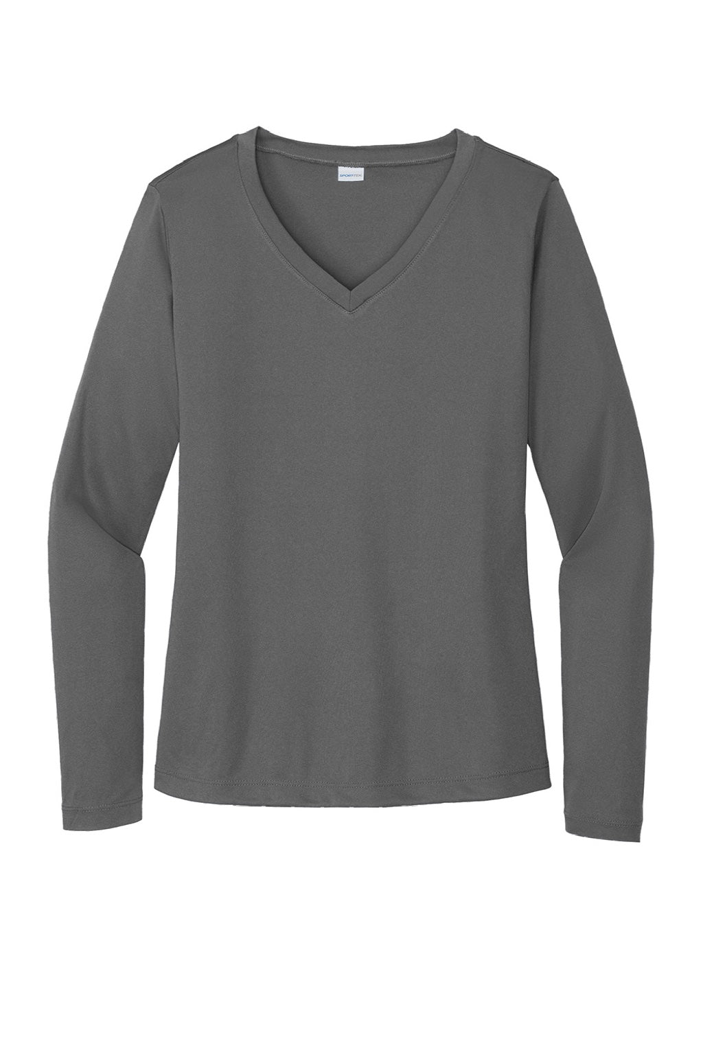 Sport-Tek LST353LS Womens Competitor Moisture Wicking Long Sleeve V-Neck T-Shirt Iron Grey Flat Front