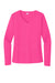 Sport-Tek LST353LS Womens Competitor Moisture Wicking Long Sleeve V-Neck T-Shirt Neon Pink Flat Front