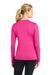 Sport-Tek LST353LS Womens Competitor Moisture Wicking Long Sleeve V-Neck T-Shirt Neon Pink Model Back